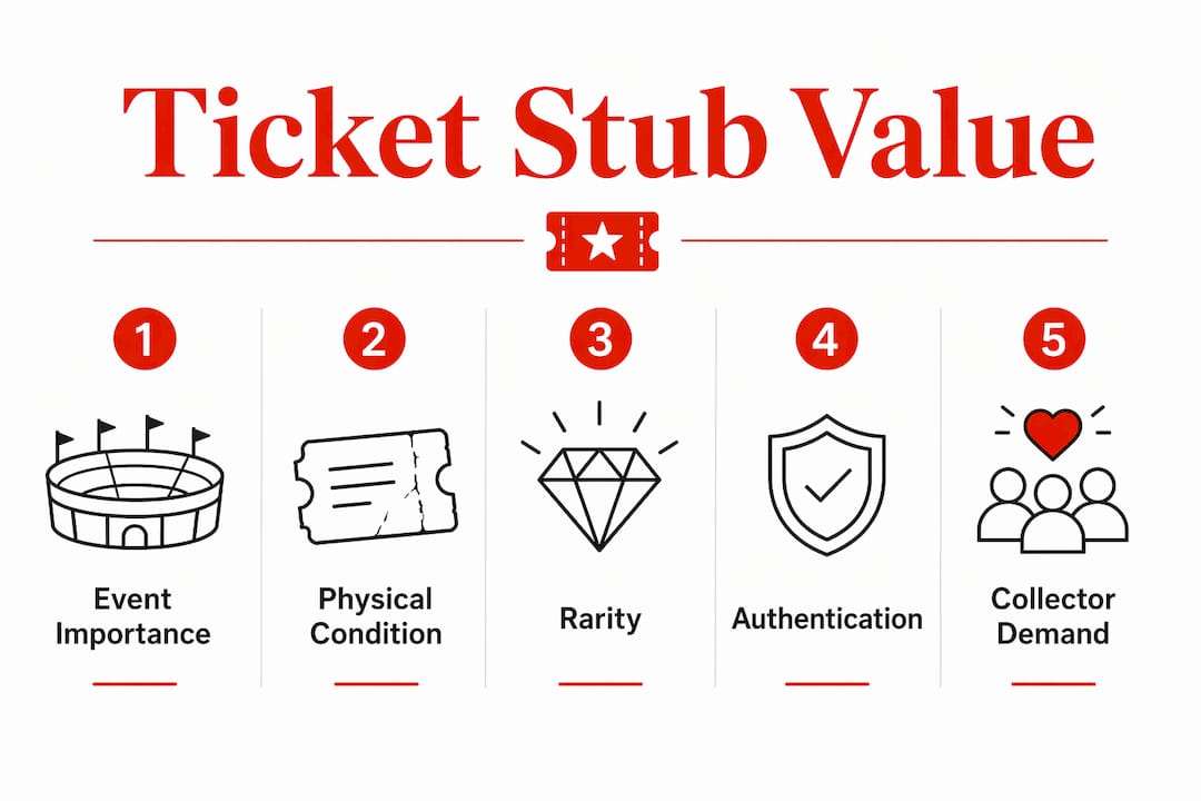 Infographic illustrating factors affecting ticket stub value